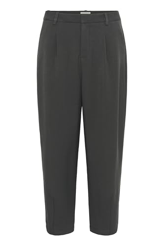 KAFFE Pants Suiting KAmerle Damen Hose High Waist 7/8 Damenhose Business Regular Fit 34, Black Oyster 34 von KAFFE