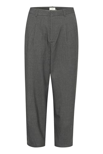KAFFE Damen Trousers Cropped Length Tapered Legs High-Waisted Regular Waist Pants, Dark Grey Melange, 38 von KAFFE