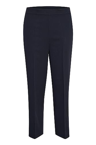 KAFFE Pants Suiting KAsakura Damen Hose 3/4 Capri Casual Arbeitshose Gerades Bein Freizeithose High Waist Caprihose Midnight Marine 32 von KAFFE