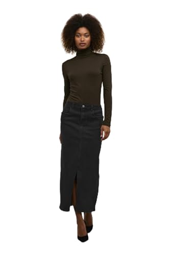 KAFFE Rock KAsinem Damen Rock Denim Maxirock High Waist Lang Jeansrock mit Schlitz Skirt Black Deep 36 von KAFFE