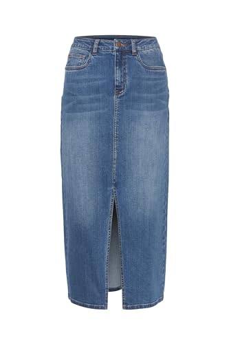 KAFFE Rock KAsinem Damen Rock Denim Maxirock High Waist Lang Jeansrock mit Schlitz Skirt 40, Medium Blue Denim 40 von KAFFE