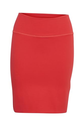 KAFFE Rock Penny Damen Rock Knielang Midirock Jersey Pencil Penny Skirt Strechy Bleistiftrock Fiery Red S von KAFFE