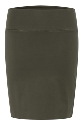 KAFFE Rock Penny Damen Rock Knielang Midirock Jersey Pencil Penny Skirt Strechy Bleistiftrock Forest Night L von KAFFE