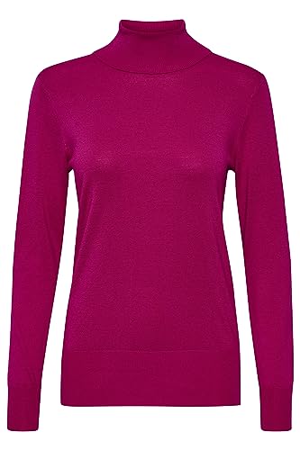 KAFFE Damen Rollneck T-Shirt Long Sleeves Slim Fit Hip Length Rib Edges Pullover, Fuchsia Red, XL von KAFFE