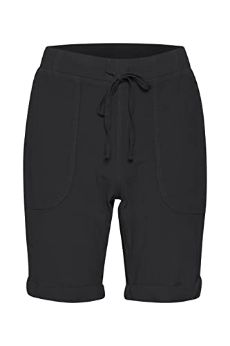 KAFFE Shorts KAnaya Damen Shorts Kurze Hose Sommer Freizeithose Leichte Kordelzug mit Taschen 34, Black deep von KAFFE