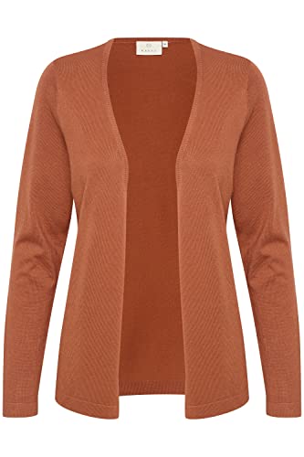 KAFFE Strickjacke KAfenia Damen Strickjacke Langarm Offen V-Ausschnitt Lang Cardigan Auburn L von KAFFE