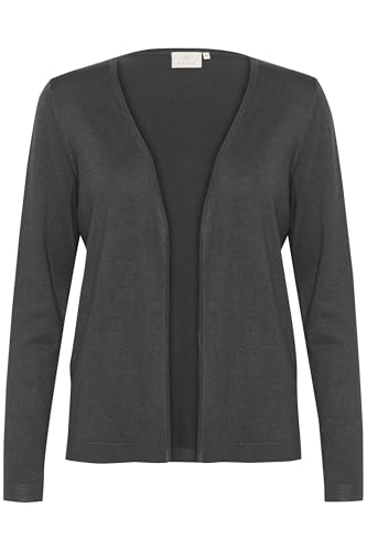 KAFFE Strickjacke KAfenia Damen Strickjacke Langarm Offen V-Ausschnitt Lang Cardigan XL, Black Oyster von KAFFE
