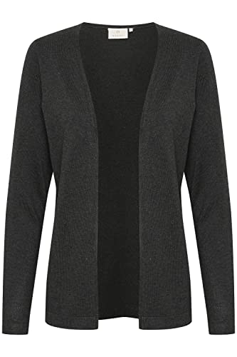 KAFFE Strickjacke KAfenia Damen Strickjacke Langarm Offen V-Ausschnitt Lang Cardigan Dark Grey Melange L von KAFFE