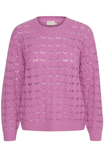 KAFFE Strickpullover KAelena Damen Strickpullover Langarm Lochmuster Strickpulli Rundhals Pullover Cyclamen L von KAFFE