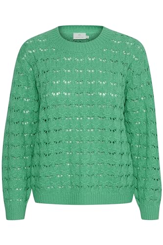 KAFFE Strickpullover KAelena Damen Strickpullover Langarm Lochmuster Strickpulli Rundhals Pullover Gumdrop Green M von KAFFE