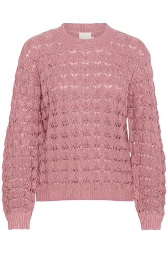 KAFFE Strickpullover KAelena Damen Strickpullover Langarm Lochmuster Strickpulli Rundhals Pullover Mesa Rose L von KAFFE