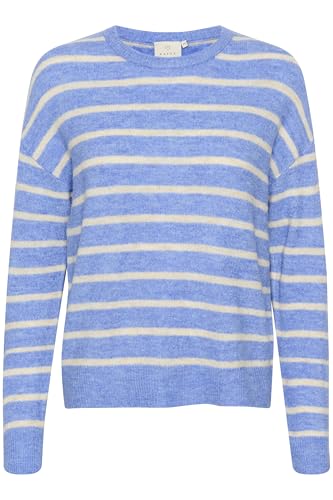 KAFFE Strickpullover KAlida S, Blue Melange/Beige Stripe S von KAFFE