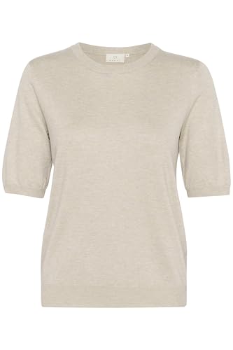 KAFFE Strickpullover KAlizza Damen Pullover Kurzarm Casual Rundhals Basic Strickpullover Lässige Pulli Feather Gray Melange XL von KAFFE