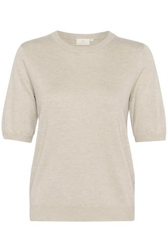 KAFFE Strickpullover KAlizza Damen Pullover Kurzarm Casual Rundhals Basic Strickpullover Lässige Pulli Feather Gray Melange XXL von KAFFE
