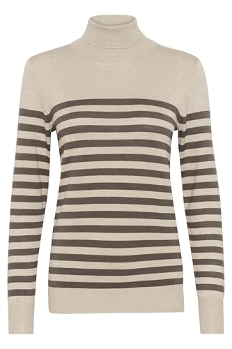 KAFFE Strickpullover KAlizza L, Feather Gray/Brown Stripe L von KAFFE