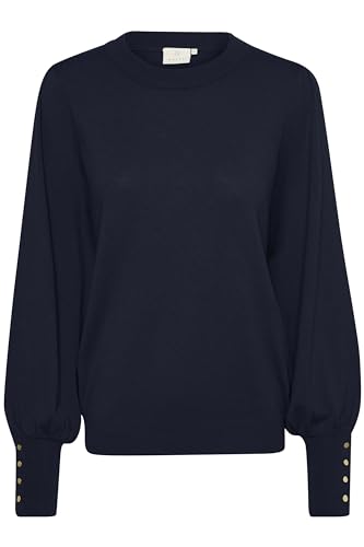 KAFFE KAlizza Round Neck Knit Pullover Buttons Damen Strickpullover Langarm Rundhals Mode Pulli Midnight Marine M von KAFFE