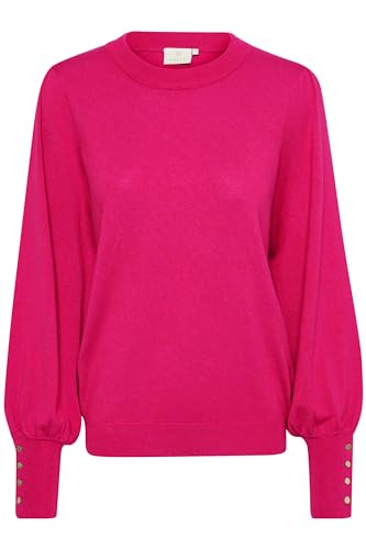 KAFFE KAlizza Round Neck Knit Pullover Buttons Damen Strickpullover Langarm Rundhals Mode Pulli Virtual Pink M von KAFFE