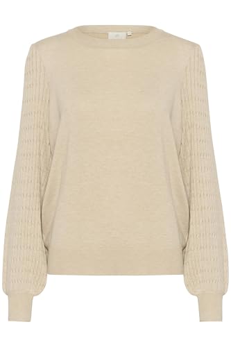 KAFFE KAnanna Damen Strickpullover Elegant Herbst Winter Warm Pullover Rundhals Pulli Einfarbig Feather Gray Melange M von KAFFE
