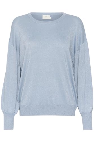 KAFFE Strickpullover KAregina Damen Strickpullover Glitzer Langarm Winter Pullover Casual Elegant Faded Denim L von KAFFE