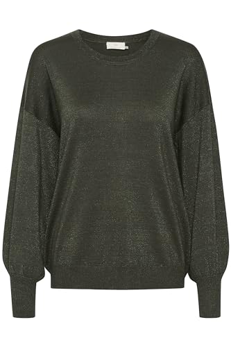 KAFFE Strickpullover KAregina Damen Strickpullover Glitzer Langarm Winter Pullover Casual Elegant Forest Night M von KAFFE