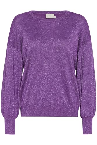 KAFFE Strickpullover KAregina Damen Strickpullover Glitzer Langarm Winter Pullover Casual Elegant Gloxinia XL von KAFFE