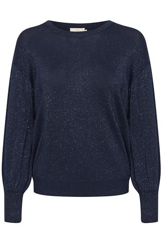 KAFFE Strickpullover KAregina Damen Strickpullover Glitzer Langarm Winter Pullover Casual Elegant Midnight Marine S von KAFFE
