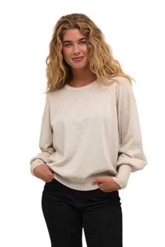 KAFFE Strickpullover KAregina Damen Strickpullover Glitzer Langarm Winter Pullover Casual Elegant Sand Dollar XL von KAFFE
