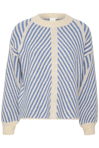 KAFFE Strickpullover KAvera M, Beige/Cornflower Stripe M von KAFFE