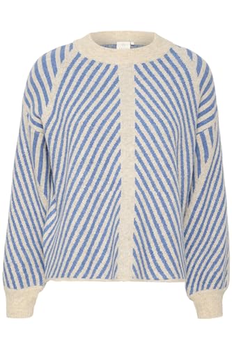 KAFFE Strickpullover KAvera Beige/Cornflower Stripe S von KAFFE