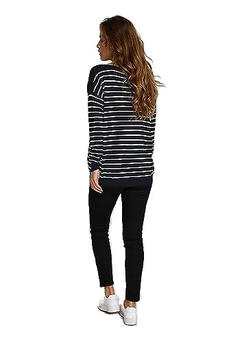 KAFFE Strickpullover KAlizza Damen Pullover Langarm Gestreift Jumper Knitwear Strickpullover Midnight Marine W.Chalk Strips S von KAFFE