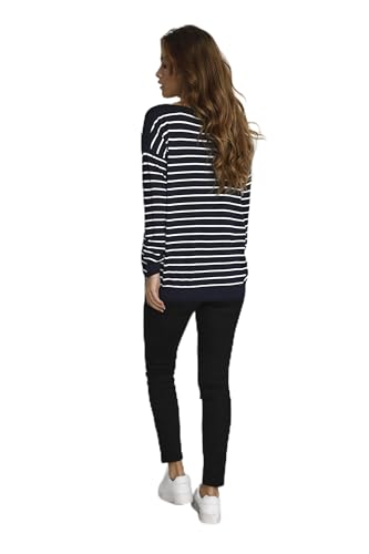 KAFFE Strickpullover KAlizza Damen Pullover Langarm Gestreift Jumper Knitwear Strickpullover Midnight Marine W.Chalk Strips S von KAFFE