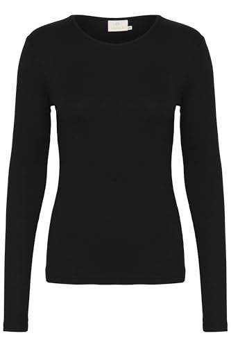 KAFFE T-Shirt KAcarna Damen T-Shirt Basic Langarmshirt Long-Sleeved Rundhals S, Black Deep von KAFFE