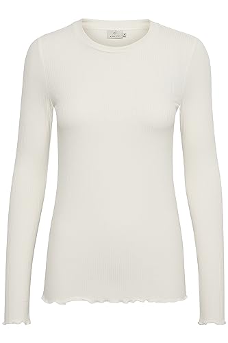 KAFFE T-Shirt KAdrew Damen Langarmshirt Slim Fit Pullover Shirt Lang arm Rundhalsausschnitt L, Chalk von KAFFE