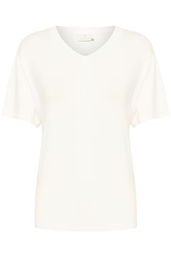 KAFFE T-Shirt KAfrida Damen T-Shirt Kurzarm V-Ausschnitt Basic Klassischer Casual Top XXL, Chalk von KAFFE