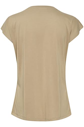 KAFFE T-Shirt KAlise Damen T-Shirt Kurzarm Basic Rundhals Einfarbiges Top Savannah Tan XL von KAFFE