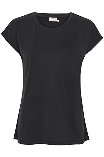 KAFFE T-Shirt KAlise Damen T-Shirt Kurzarm Basic Rundhals Einfarbiges Top Washed Black XS von KAFFE