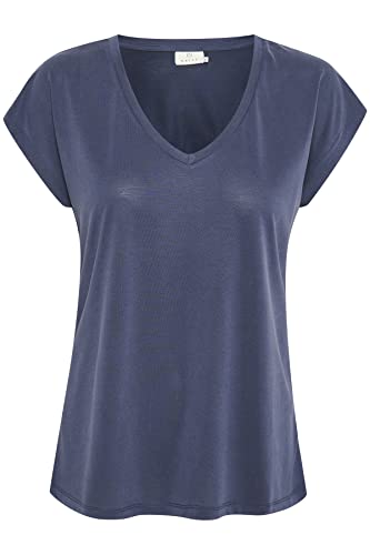 Kaffe Damen Women's Basic Classic Design with V-Neck Super Soft t Shirt, Midnight Marine, XXL von KAFFE
