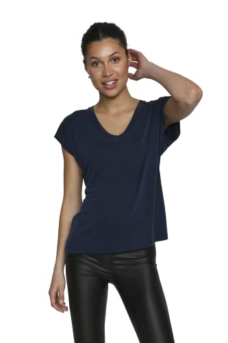 KAFFE T-Shirt KAlise Damen T-Shirt Kurzarm V-Ausschnitt Basic Shirt Midnight Marine XL von KAFFE