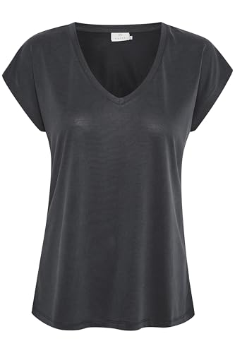 Kaffe Damen Women's Basic Classic Design with V-Neck Super Soft t Shirt, Washed Black, XS von KAFFE