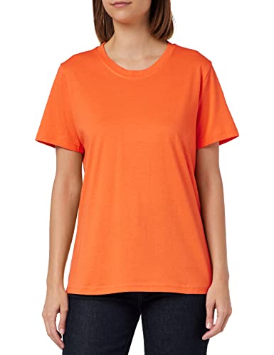 KAFFE T-Shirt KAmarin Damen T-Shirt Kurzarm Top Casual Basic Einfarbig Rundhals Vermillion Orange XS von KAFFE