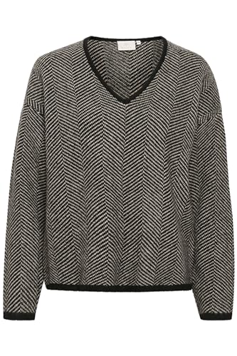 KAFFE Women's Pullover V-Neck Regular Fit Long Sleeves Herringbone Knit von KAFFE