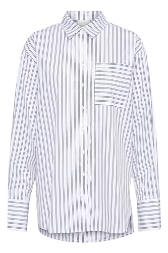 KAFFE Women's Shirt Oversized Striped Long Sleeves Button Up Spread Collar von KAFFE