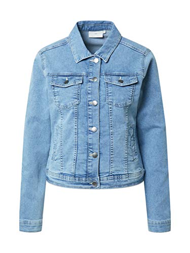 KAFFE Jacke KAvicky Damen Jeansjacke Leichte Denim Übergangs Jacke Light Blue Washed Denim 36 von KAFFE