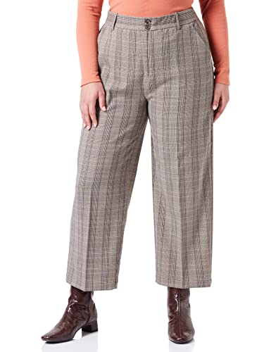 Kaffe Damen KAdiana HW Wide Crop Pants Freizeithosen, Sand/Black Woven Check, 40 von KAFFE