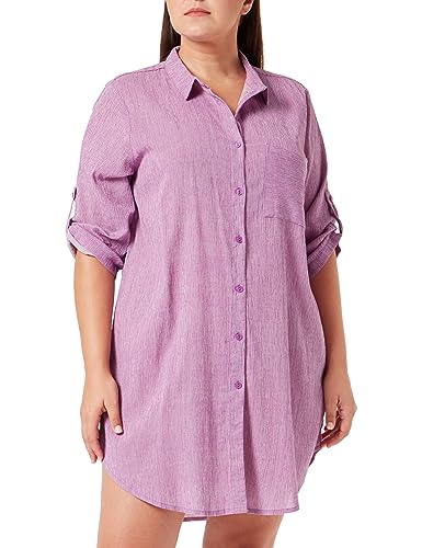 Kaffe Damen KAvivian Shirt Dress 3/4 Blouse, Purple/Chalk Stripe, 38 von KAFFE