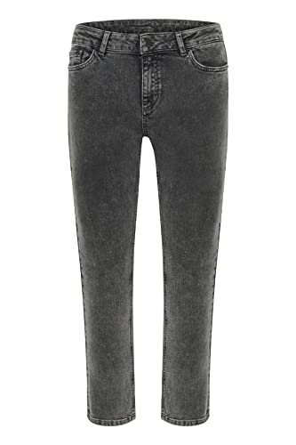 Kaffe Damen Kaffe Women's Denim Jeans Trousers Cropped Legs Straight Jeans, Grey Acid Wash Denim, 42 von KAFFE