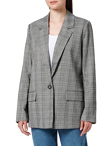 Kaffe Damen Kamarley Blazer, Braun/Blue Check, 40 von KAFFE