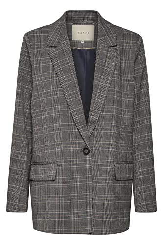 Kaffe Damen Kamarley Blazer, Braun/Blue Check, 42 von KAFFE