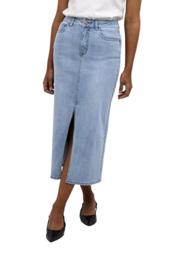 Kaffe Damen Midi High-Waisted Regular Fit Zip and Button Fastening Skirt, Light Blue Washed Denim, 42 Kaffe Damen Midi High-Waisted Regular Fit Zip and Button Fastening Skirt, Light Blue Washed Denim, 42 von KAFFE