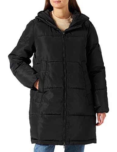 Kaffe Damen Puffer-Coat Padded Jacket Longline Hooded Zipper Long Sleeves Jacke, Black Deep, 36 von KAFFE